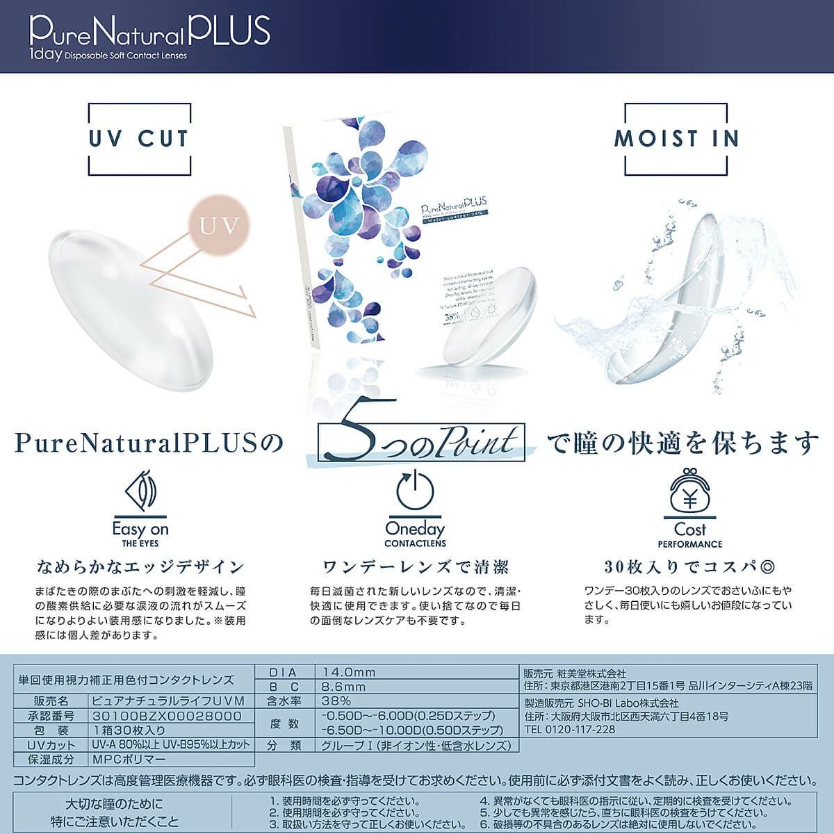 ピュアナチュラルPLUS 38％ （ピュアナチュラルワンデー）の製品特長